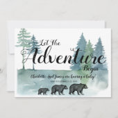 Het avontuur begint Waterverf Beren Baby shower Aankondiging (Voorkant)