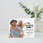 Het avontuur begint Weddenschap sparen de Foto van Briefkaart (Staand voorkant)