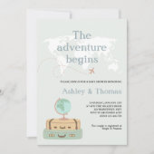 Het avontuur begint Wereldkaart Reizen Baby shower Kaart (Voorkant)
