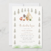 Het avontuur begint Woodland Animals Baby shower Kaart (Voorkant)