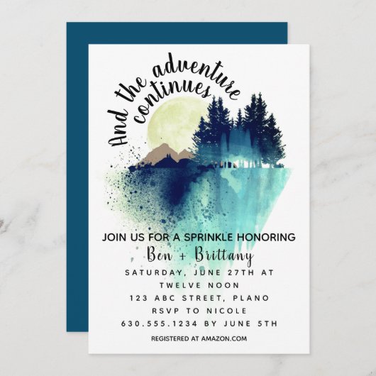 Het avontuur gaat door met uitnodigen kaart (Voorkant / Achterkant)