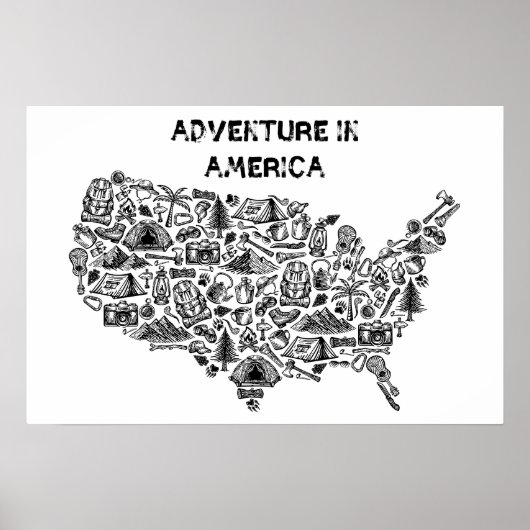 Het avontuur in Amerika kaart symbolen Poster (Voorkant)