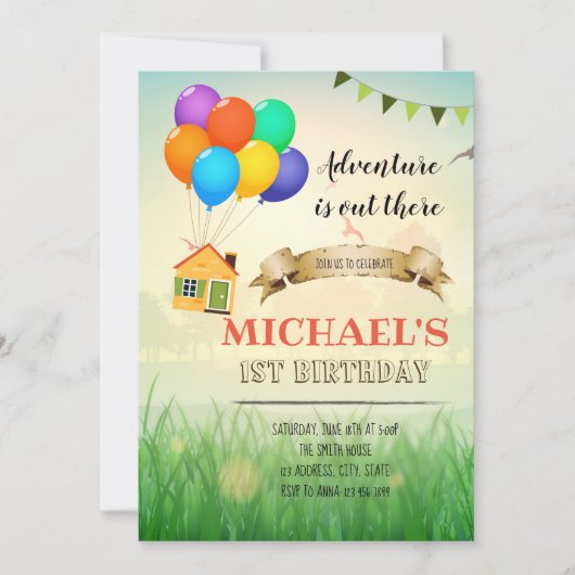 Het avontuur is buiten partijuitnodiging kaart (Voorkant)