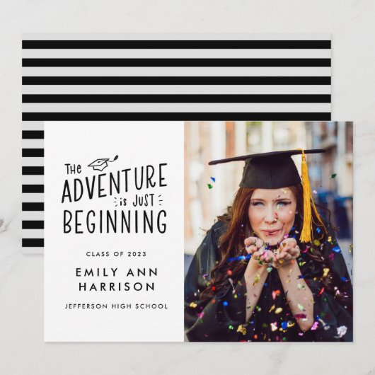 Het avontuur is het Afstuderen van de Foto van het Aankondiging (Voorkant / Achterkant)