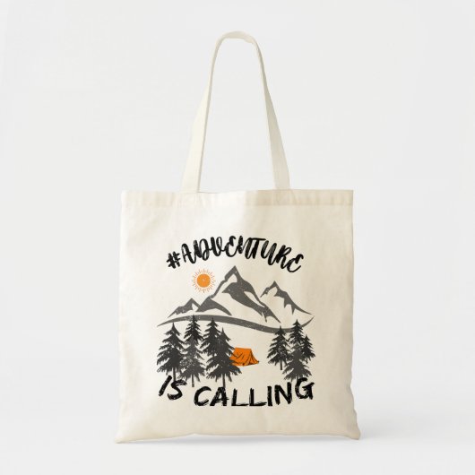 Het avontuur roept, Bergen, Buiten, Camping Tote Bag (Voorkant)