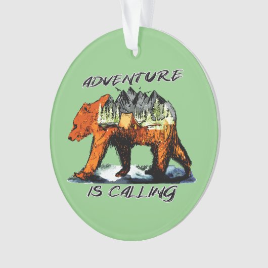 Het avontuur roept - het Beer Camping Bossen Mount Ornament (voorkant)