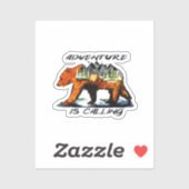 Het avontuur roept - het Beer Camping Bossen Mount Sticker (Vel)