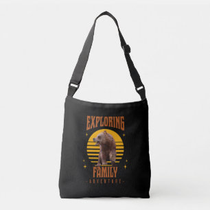 Het avontuur van de gezinsbeer op vakantie in vint crossbody tas