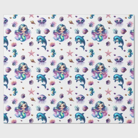 Het avontuur van de zeemeermin! cadeaupapier (Vlak)