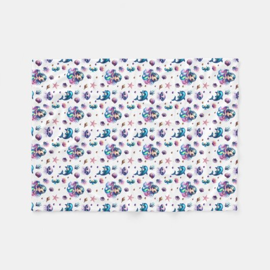 Het avontuur van de zeemeermin! fleece deken (Voorkant (Horizontaal))