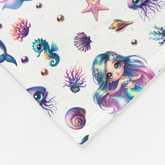 Het avontuur van de zeemeermin! fleece deken (Hoek)