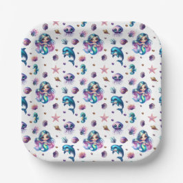 Het avontuur van de zeemeermin! papieren bordje