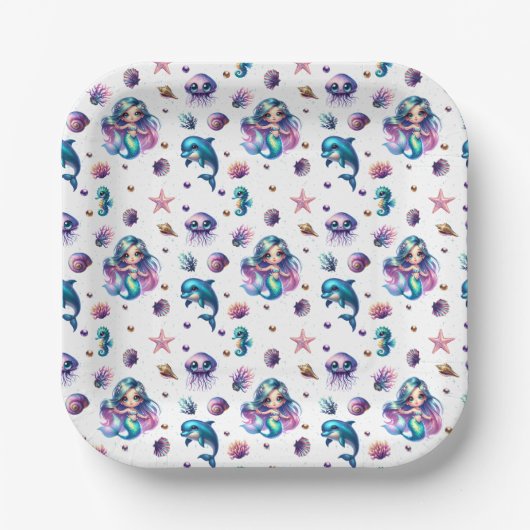 Het avontuur van de zeemeermin! papieren bordje (Voorkant)