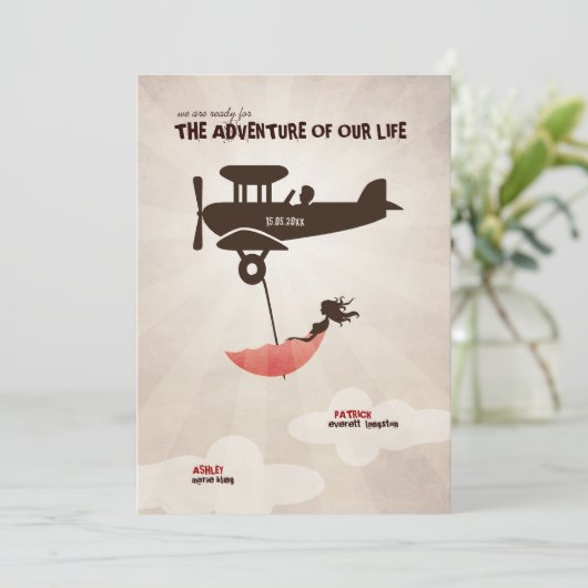 Het avontuur van onze uitnodiging voor het huwelij (Staand voorkant)