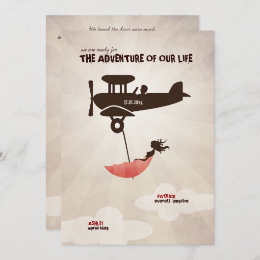 Het avontuur van onze uitnodiging voor het huwelij (Voorkant / Achterkant)