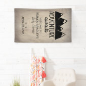 Het avontuur wacht Baby shower af | Rustisch hout Spandoek (Insitu)