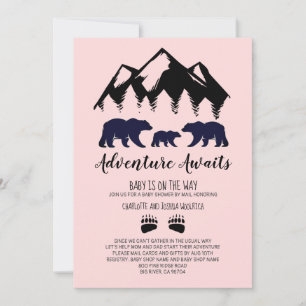 Het avontuur wacht Beren Roze Baby shower door Pos Kaart