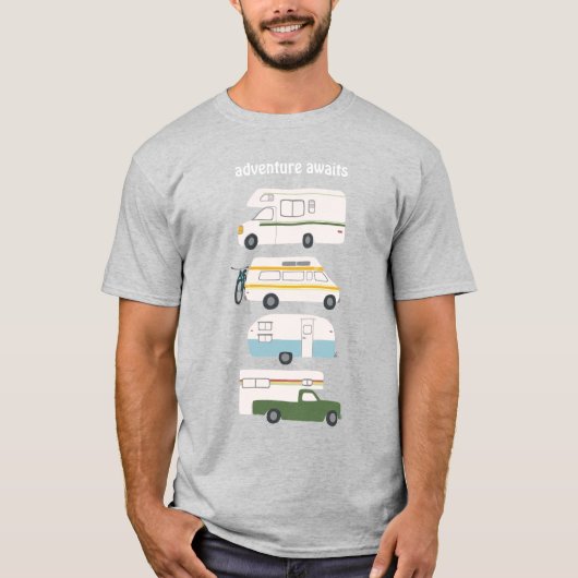 Het avontuur wacht!  campervan vanlife RV T-shirt (Voorkant)