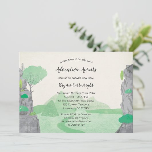 Het avontuur wacht Cliffs en het Baby shower van d Kaart (Staand voorkant)