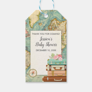 Het avontuur wacht dank u labels Baby shower reize Cadeaulabel