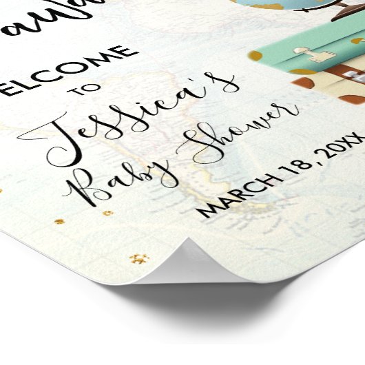 Het avontuur wacht Floral Baby shower Welkomstteke Poster (Hoek)