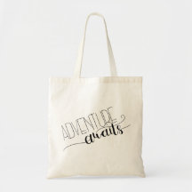 Het avontuur wacht Hand Lettered Canvas tas
