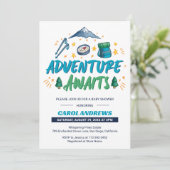 Het avontuur wacht het Baby shower van de Camping Kaart (Staand voorkant)