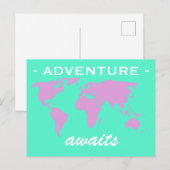 Het avontuur wacht het Briefkaart van de Wereldkaa (Voorkant / Achterkant)