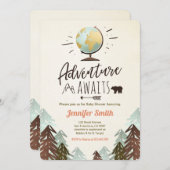 Het avontuur wacht op Baby shower nodigt  Rustic u Kaart (Voorkant / Achterkant)