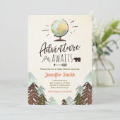 Het avontuur wacht op Baby shower nodigt  Rustic u Kaart (Staand voorkant)
