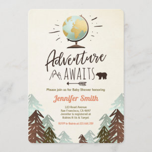 Het avontuur wacht op Baby shower nodigt  Rustic u Kaart