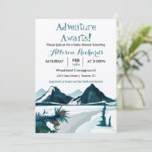 Het avontuur wacht op bergen die    douche reizen kaart (Staand voorkant)