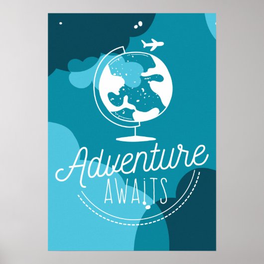 Het avontuur wacht op blauw kind poster (Voorkant)