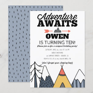 Het avontuur wacht op de Moderne Camp Out Birthday Kaart