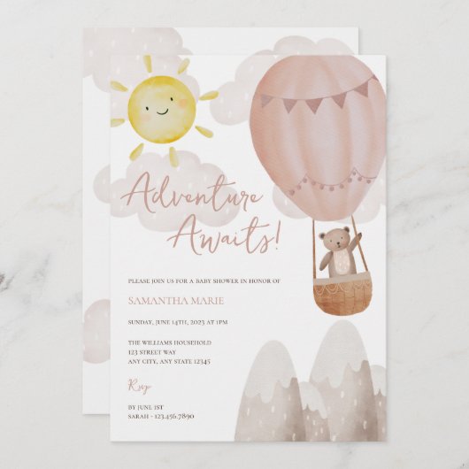 Het avontuur wacht op de Uitnodiging van het Baby  (Voorkant / Achterkant)