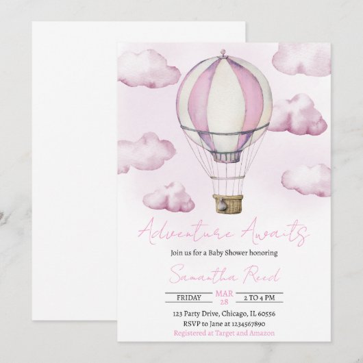 Het avontuur wacht op de Uitnodiging van het Baby  (Voorkant / Achterkant)