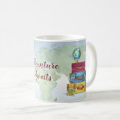 Het avontuur wacht op gestapelde gitaarreizen koffiemok (Voorkant rechts)