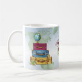 Het avontuur wacht op gestapelde gitaarreizen koffiemok (Links)