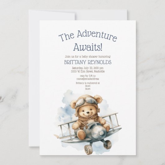 Het avontuur wacht op het Beer Baby shower Kaart (Voorkant)