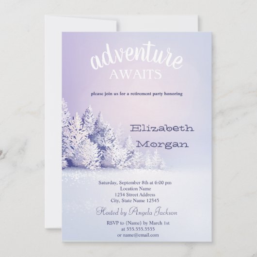 Het avontuur wacht op Pine Tree Forest Snow Retire Kaart (Voorkant)