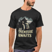Het avontuur wacht op  wandelaar T-shirt (Voorkant)