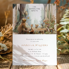Het avontuur wacht op Woodland Baby shower Kaart