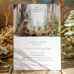 Het avontuur wacht op Woodland Baby shower Kaart