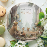 Het avontuur wacht op Woodland Baby shower Papieren Bordje<br><div class="desc">Creëer Een verhalenboek setting voor uw baby shower feest met deze charmante papieren borden. Elk bord is een doek met een serene bosscène, waar een vriendelijk beer, een slimme vos, een waakzame uil en andere schattige wezens zich verzamelen in een zonovergoten bos, om de komst van een nieuwe kleine te...</div>