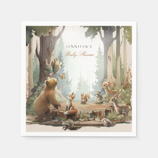 Het avontuur wacht op Woodland Baby shower Servet (Voorkant)