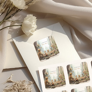 Het avontuur wacht op Woodland Baby shower Vierkante Sticker