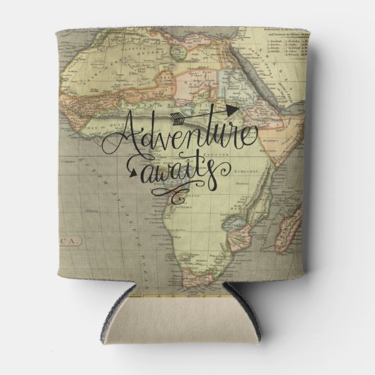 Het avontuur wacht Oude Wereldkaart Blikjeskoeler (Voorkant)