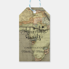 Het avontuur wacht Oude Wereldkaart Cadeaulabel