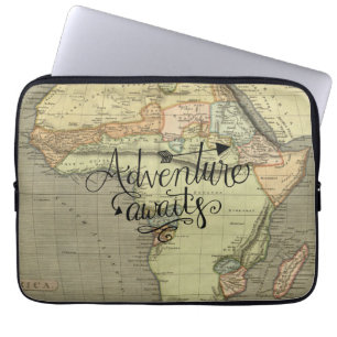 Het avontuur wacht Oude Wereldkaart Laptop Sleeve