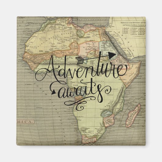 Het avontuur wacht Oude Wereldkaart Magneet (Voorkant)